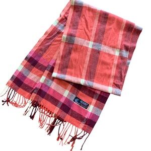 Italy Design Cashmere Blend Plaid Fringed Scarf